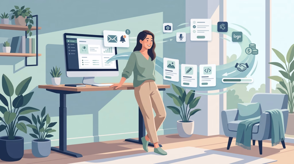 Freelancer werkt aan een opdracht via Fiverr